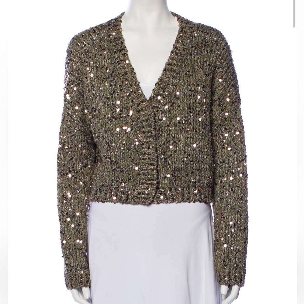 SOLD OUT BRUNELLO CUCINELLI dusty green sequin embellished cardigan